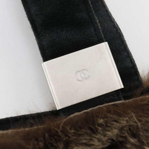 CHANEL COCO Mark Handbag Tote Bag Rabbit Fur Brown A5 Women's - Picture 8 of 10